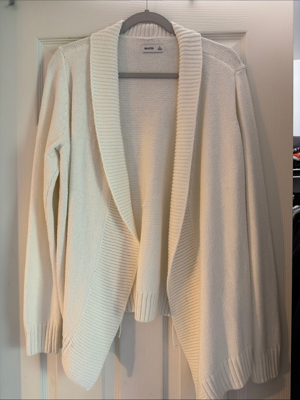 Hollister Cream Open-Front Shawl Collar Sweater